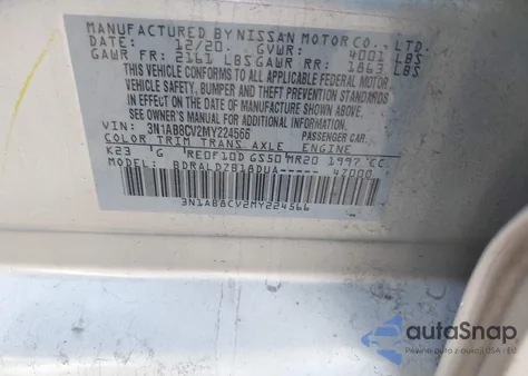 2021 Nissan Sentra Sv Xtronic Cvt из США, поврежденный, VIN 3N1AB8CV2MY224566